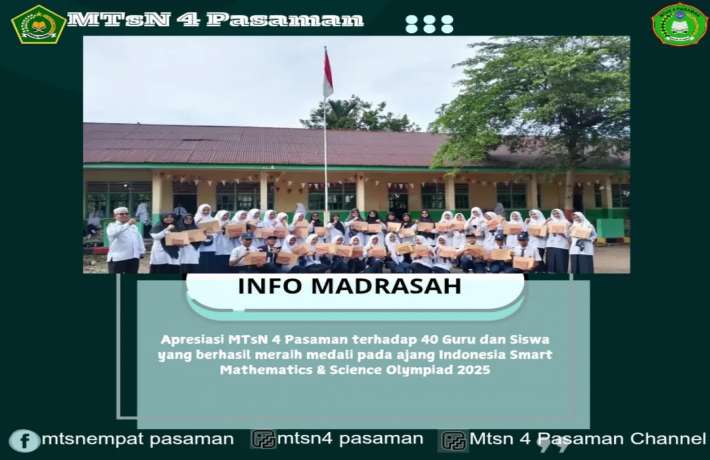 MTsN 4 Pasaman Apresiasi 40 Peraih Medali ISMSO 2025